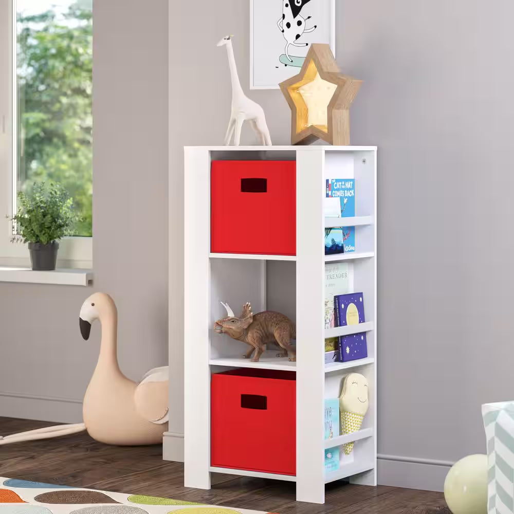 Kids Bookshelf and Toy Organizer Tower 17.38 In. Wide